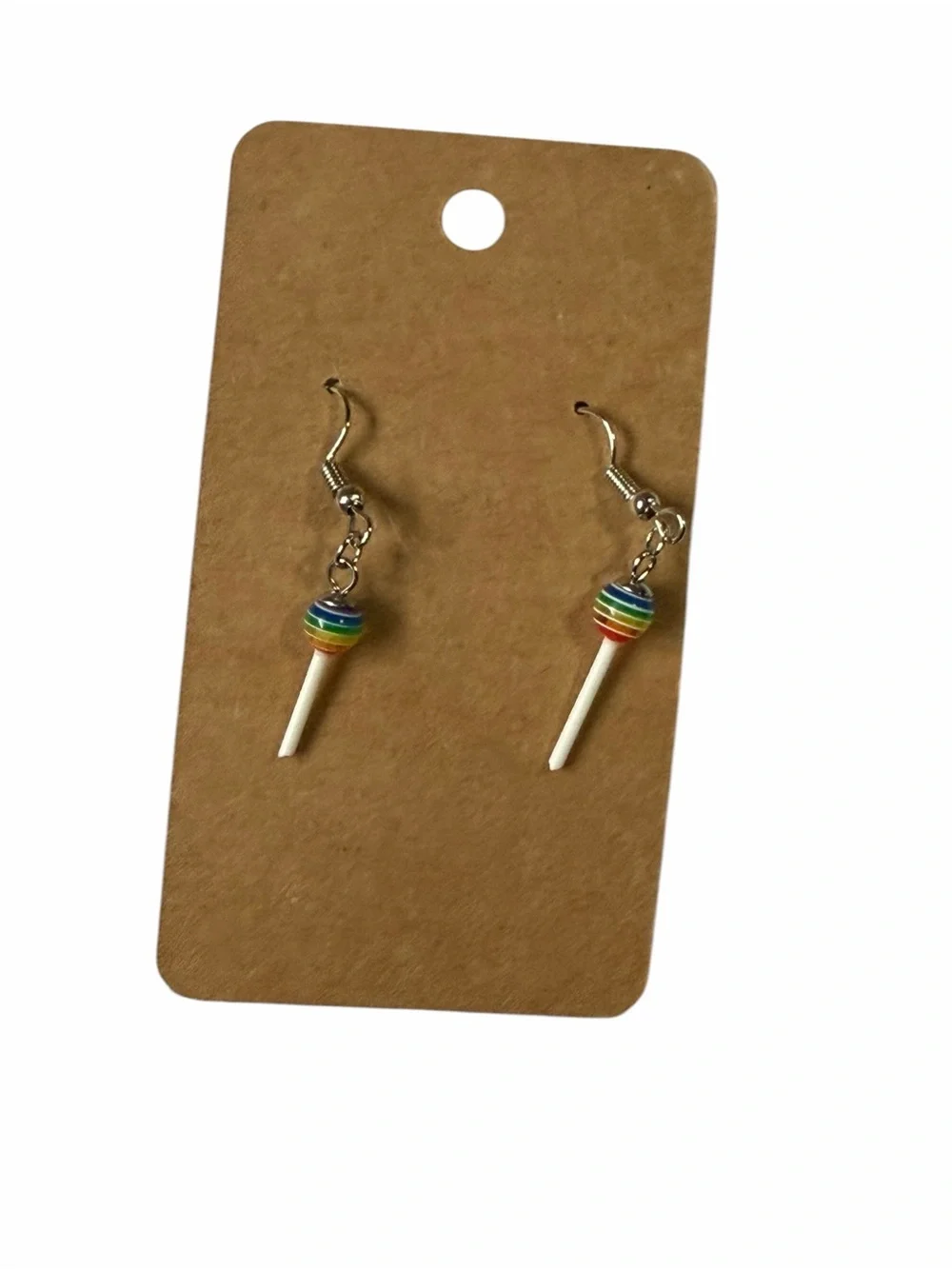Rainbow Lollipop Dangle Earrings - Gold Hooks